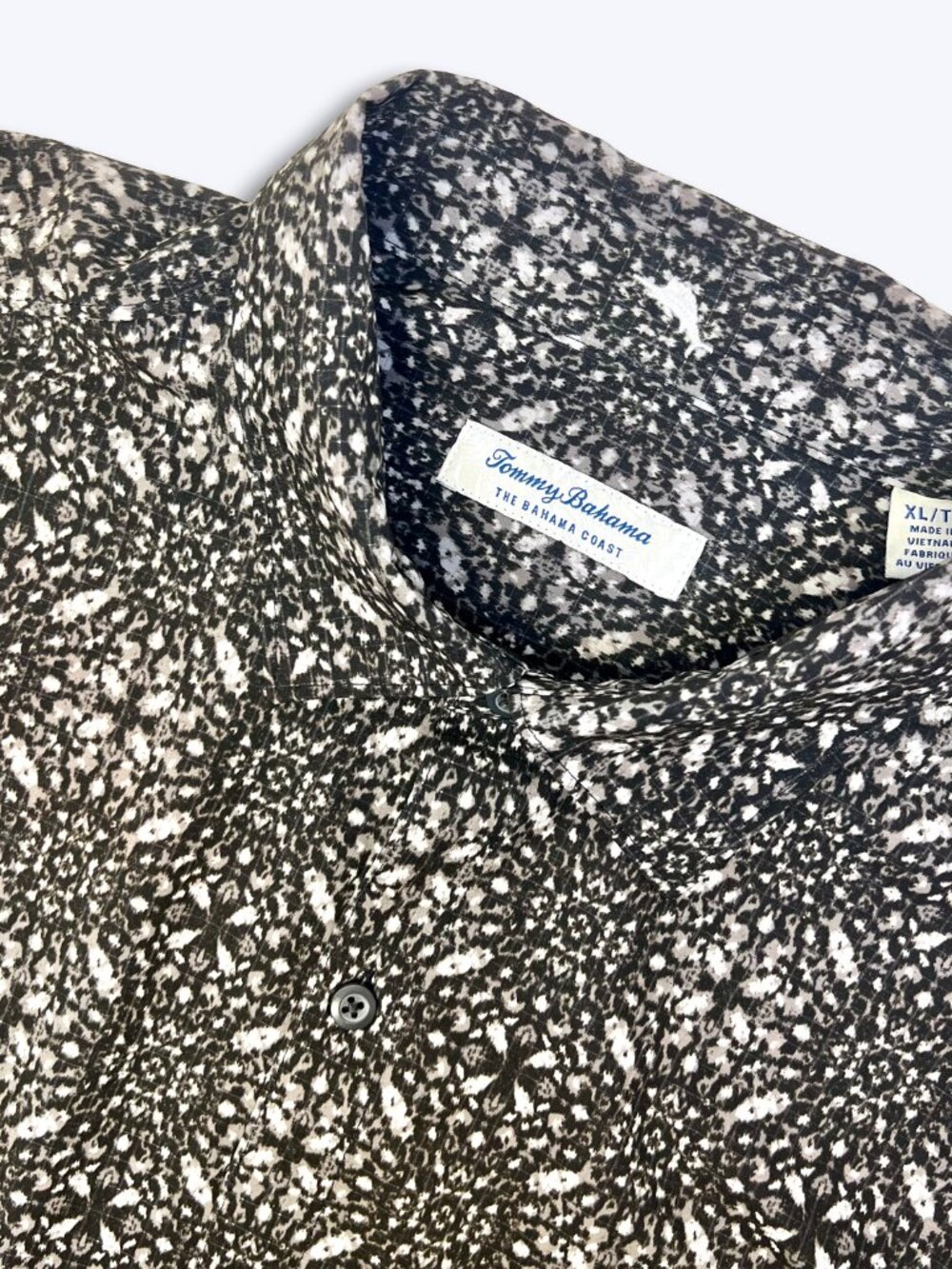 Tommy Bahama Mens XL IslandZone Shirt Bahama Coast Stretch Geometric Print Black